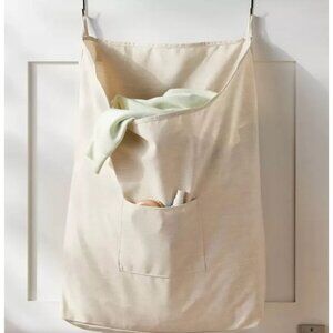 Brightroom Hanging Laundry Bag With Hooks 27" H X 19.5" W X 6" D Beige Polyester
